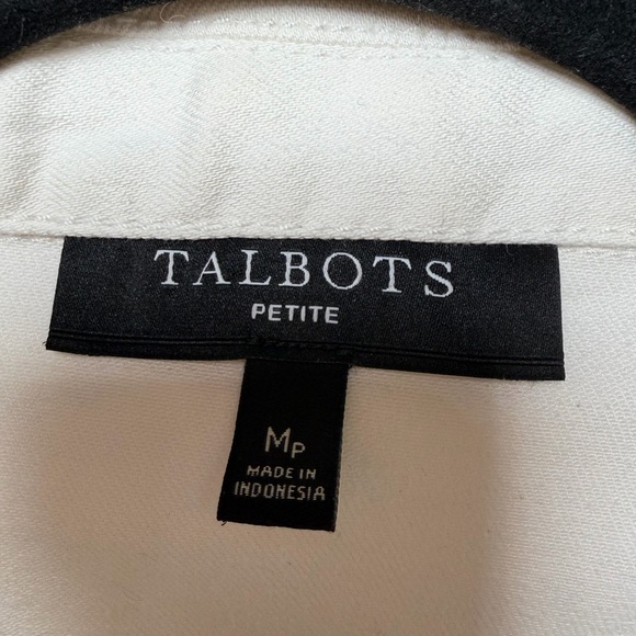 Talbots Petite Medium White Stretch Denim Jacket Classic Preppy Jean Jacket - Picture 2 of 11